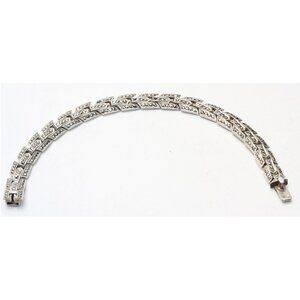 Mid Century Vintage Sparkling Marcasite Silver Link Chain Bracelet BEAUTY!!!!